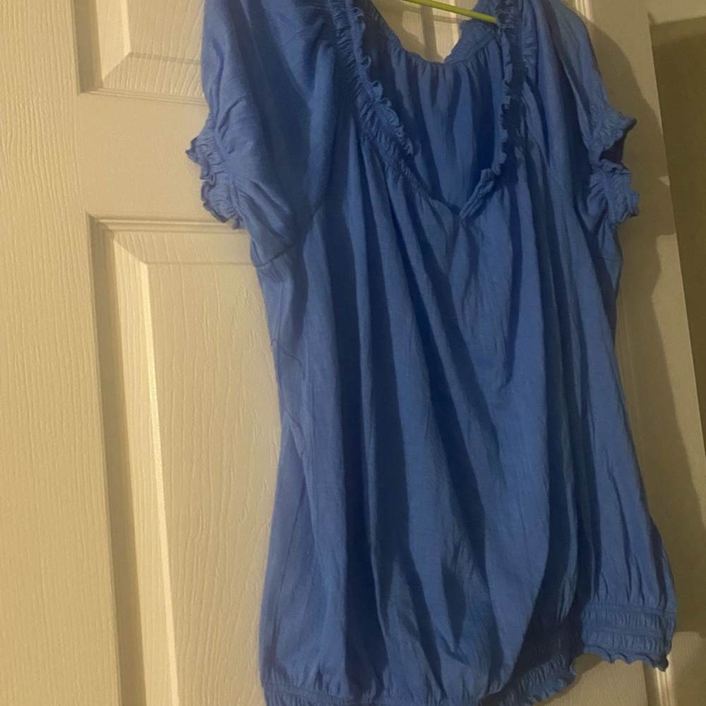 Blue Ruffled Women's Top